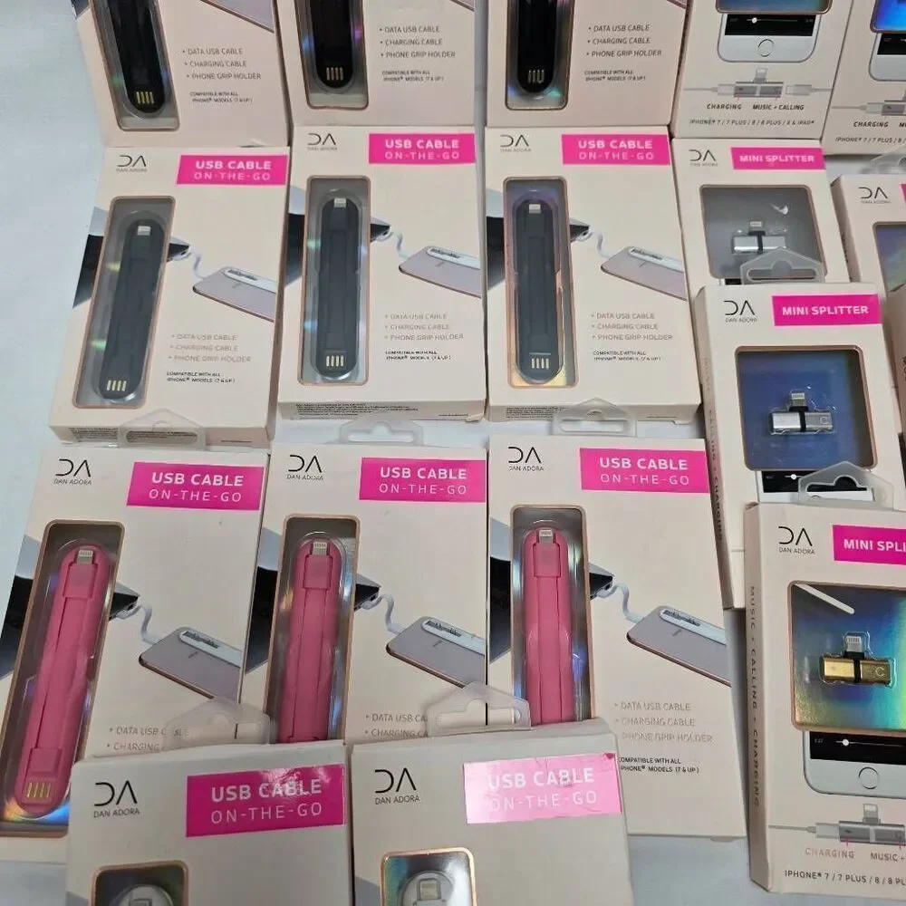 Huge Lot Dan Adora iPhone Accessories – USB Cable On-The-Go & 3-in-1 Mini Splitt